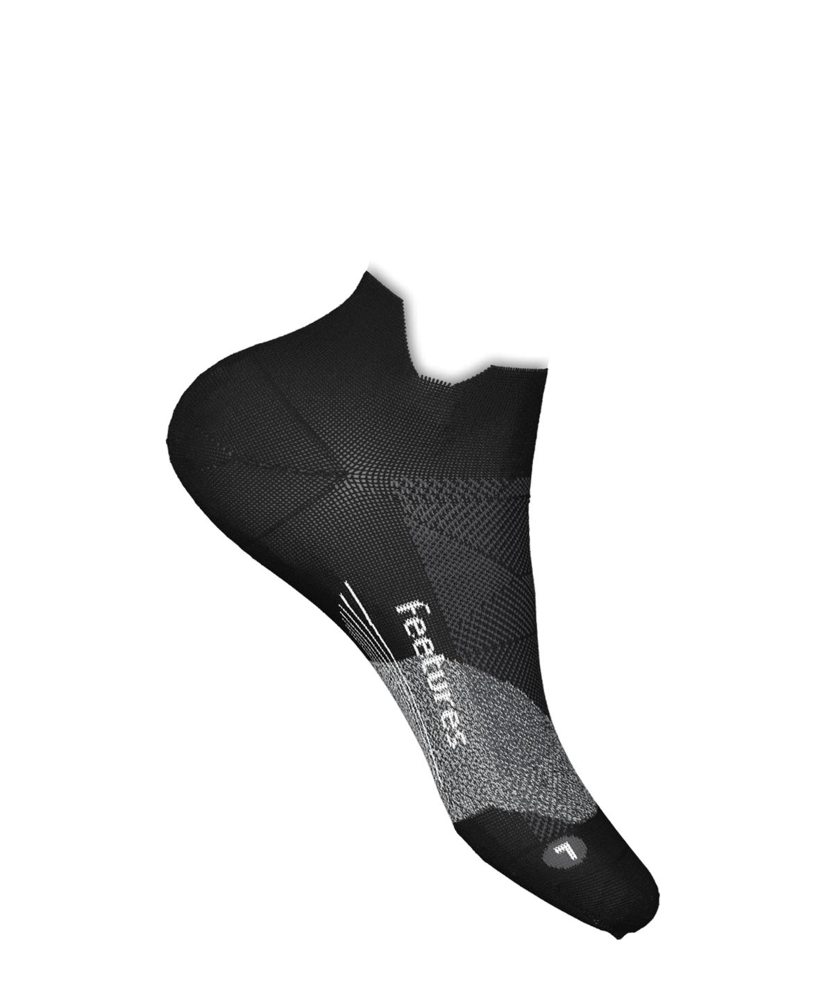 E55-BLACK - Feetures Elite Ultra Light Cushion No Show Tab Compression Ankle Socks