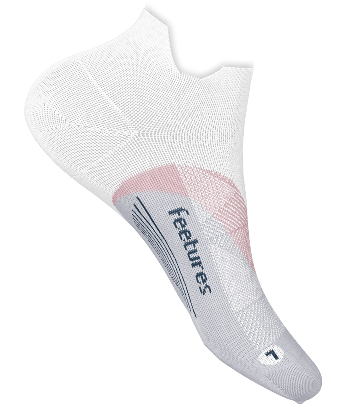 E50-ROSE Feetures Elite Light Cushion No Show Tab Compression Ankle Socks