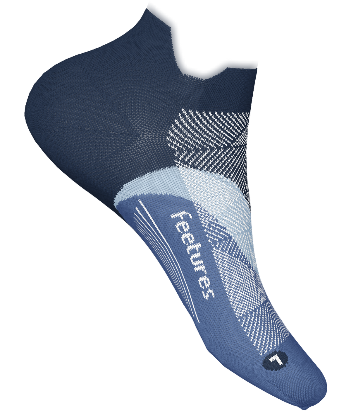 E50-BLUEWAVE Feetures Elite Light Cushion No Show Tab Compression Ankle Socks