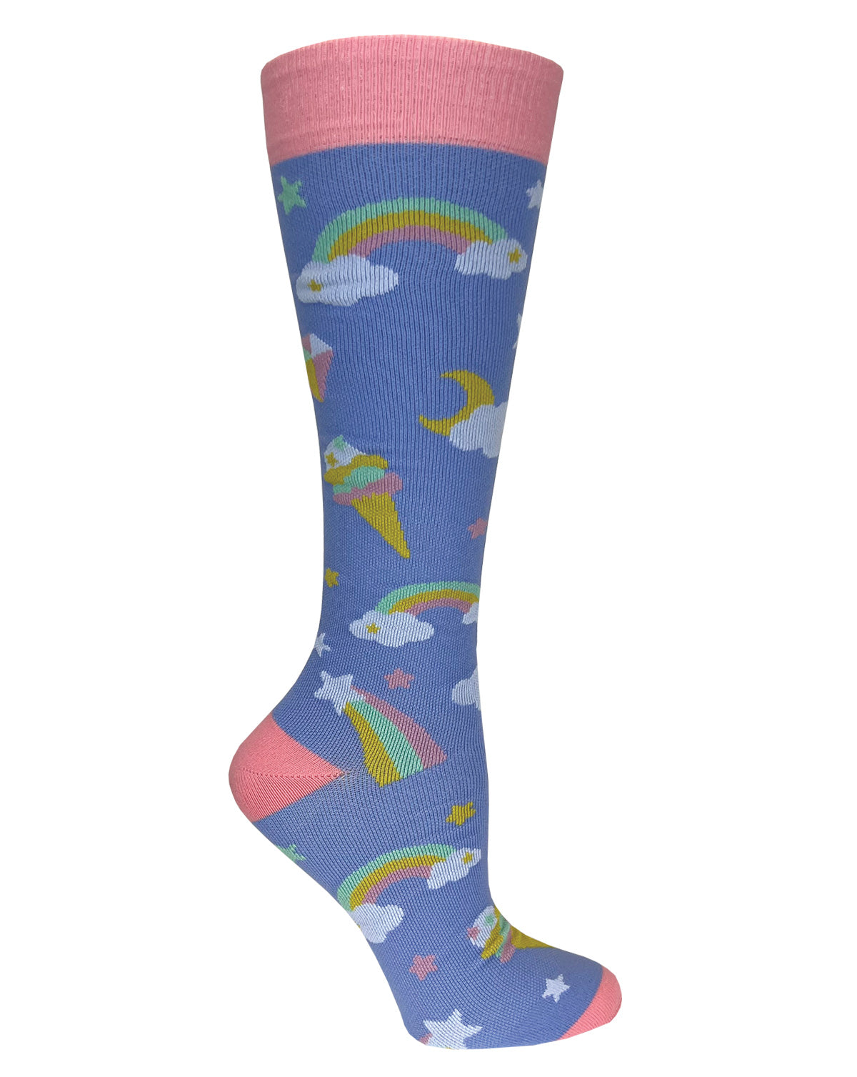 386-ICB - 12" Knit Compression Socks - Ice Cream Dream Sky Blue