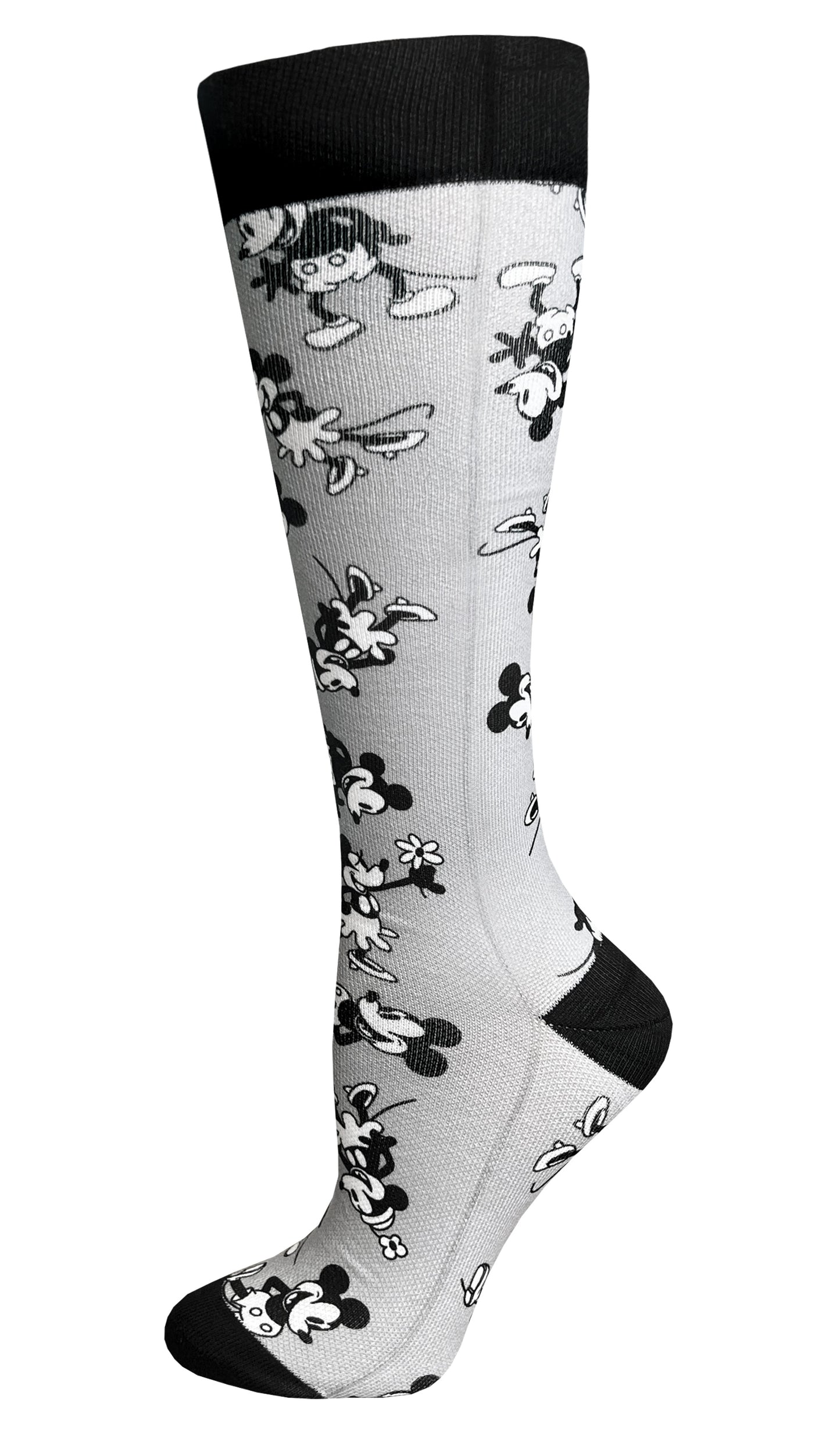 387-MMG - 12" Soft Comfort Compression Socks - Steamboat Willie Grey