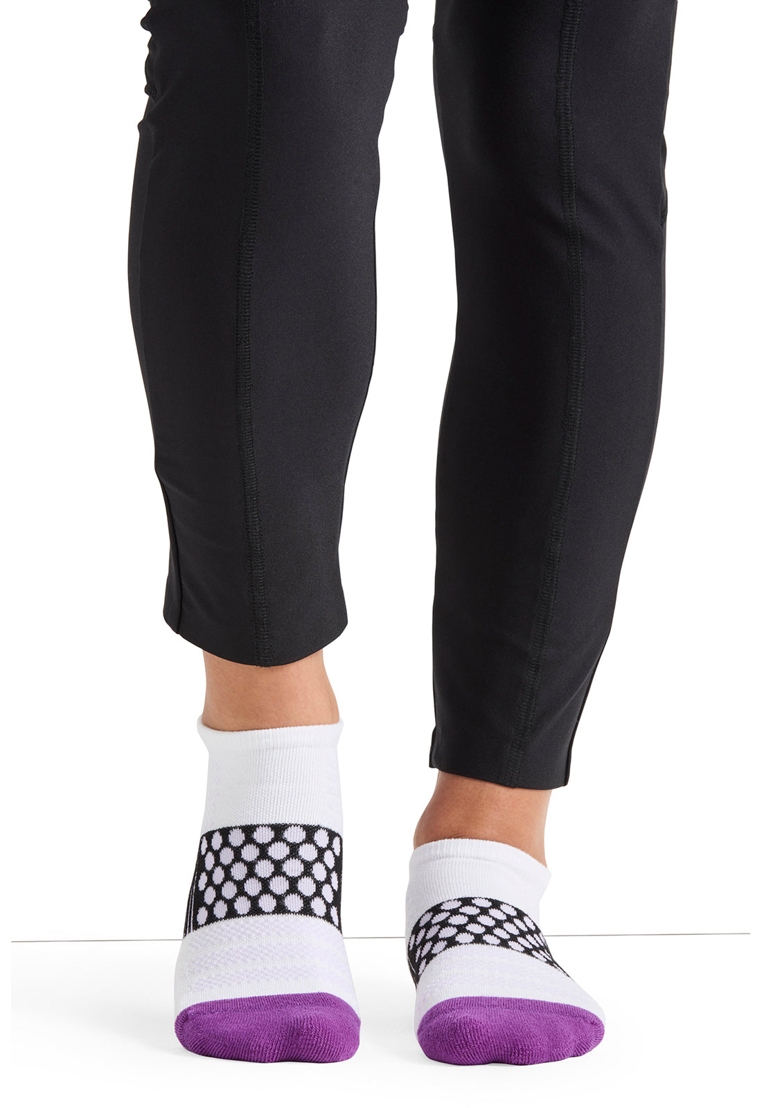 HUSTLE-PBKW - Athletic Compression Ankle Socks - Purple/Black/White