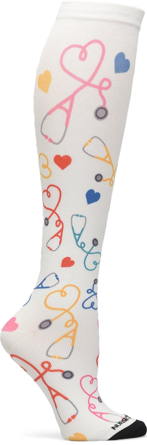 NA0052799- Nurse Mates Compression Socks - Stethoscope Hearts