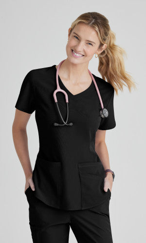 SK101 - Breeze 3-Pocket Curved V-Neck Scrub Top