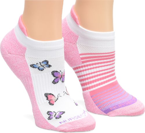 Nurse Mates Compression Anklet 2 Pack - Pink Butterfly
