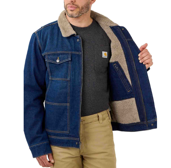 Carhartt men's sherpa lined denim jacket discount