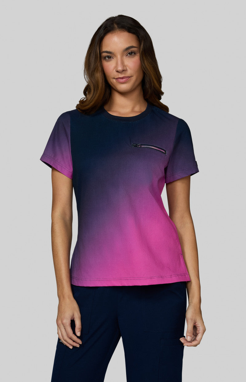 1144 PR  Maya Top Ripstop Ombre Navy/Hibiscus