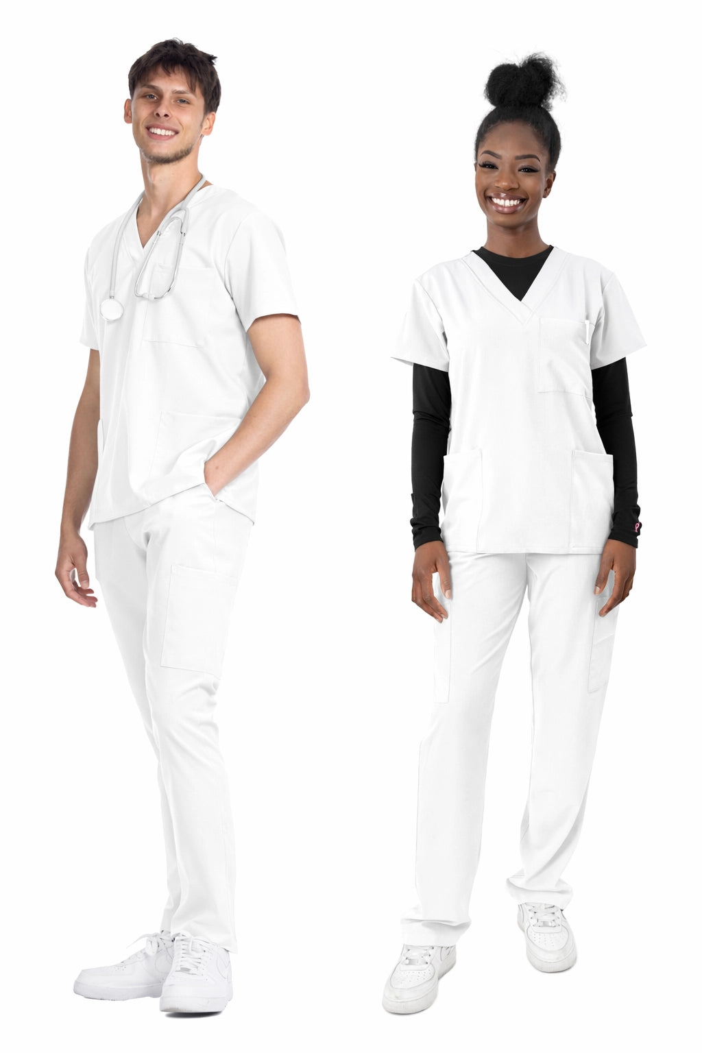 1202 4-Flex Unisex 3-Pocket V-Neck Top