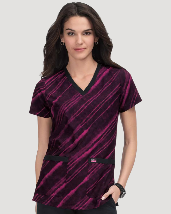 1071PR - koi Lite 2-Pocket V-Neck Print Top