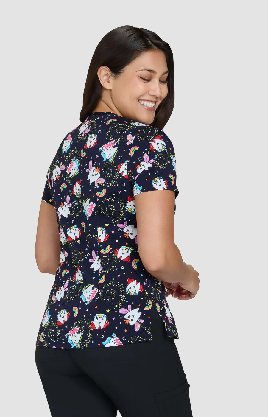 384PR - koi 2-Pocket Stretch Print Top