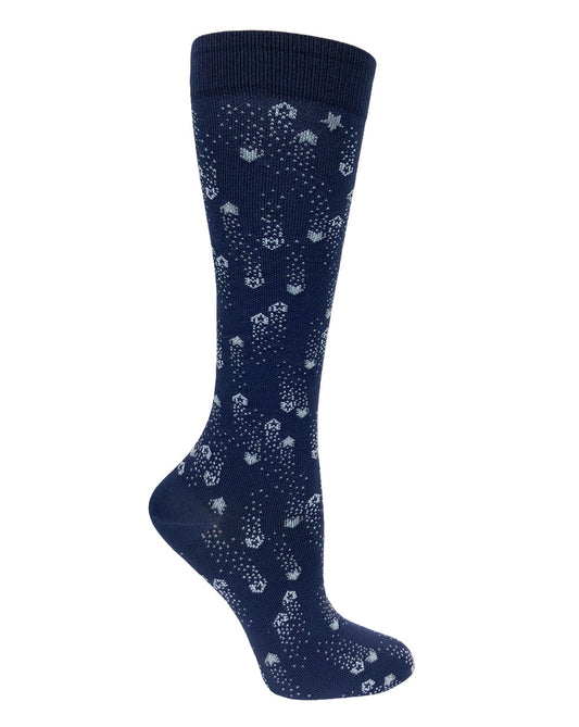 386-SSN - 12" Knit Compression Socks -  Shooting Stars Navy
