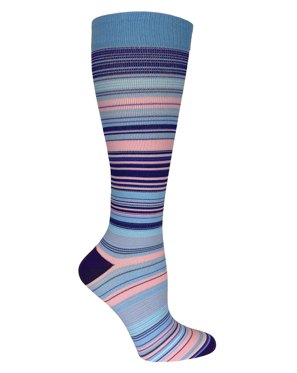 386-TSP - 12" Knit Compression Socks - Thin Stripes Pastel
