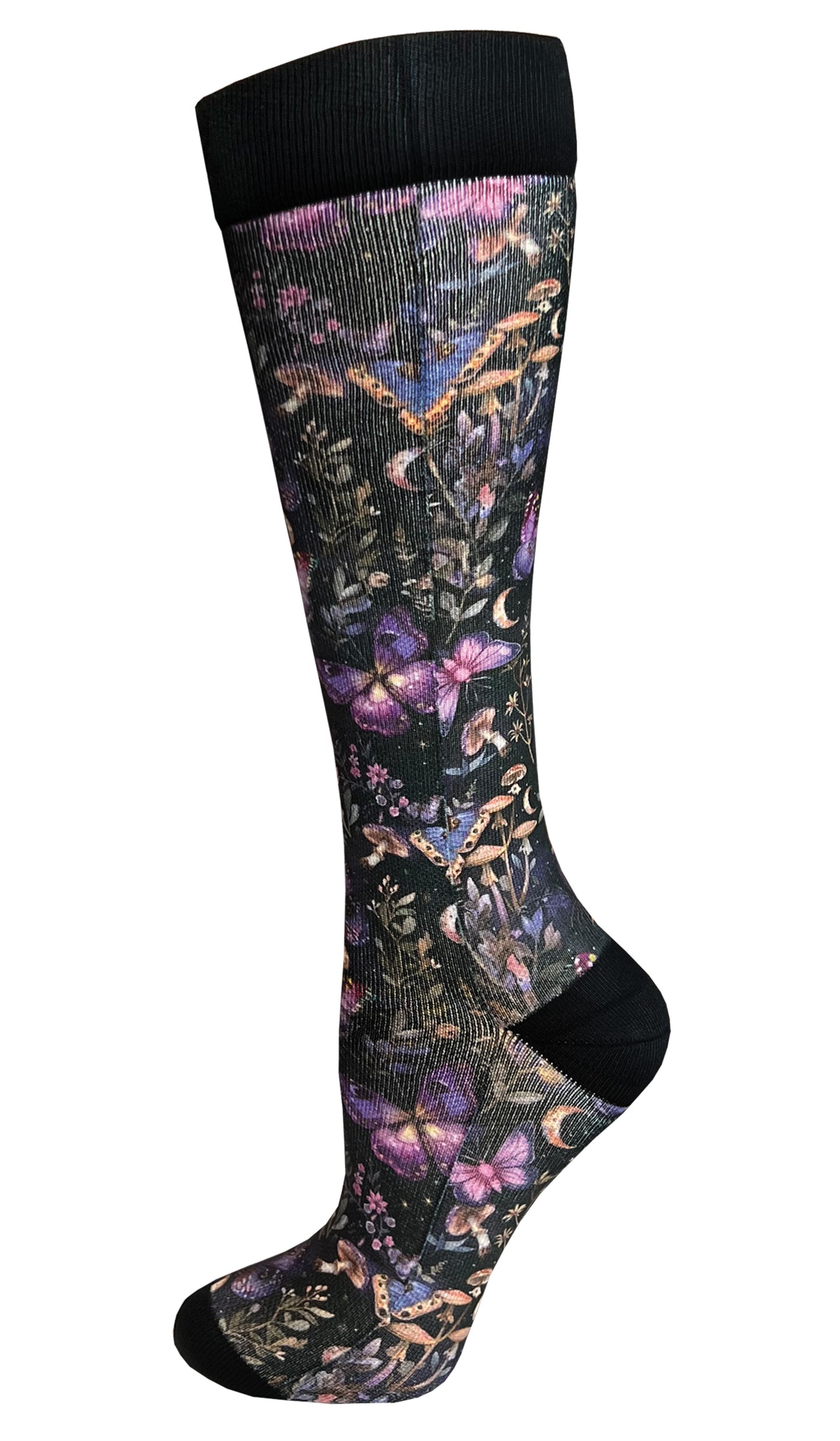 387-MBG - 12" Soft Comfort Compression Socks - Mystical Butterfly Garden