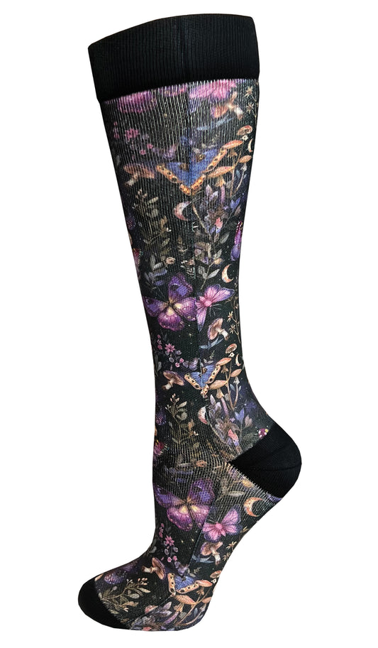 387-MBG - 12" Soft Comfort Compression Socks - Mystical Butterfly Garden