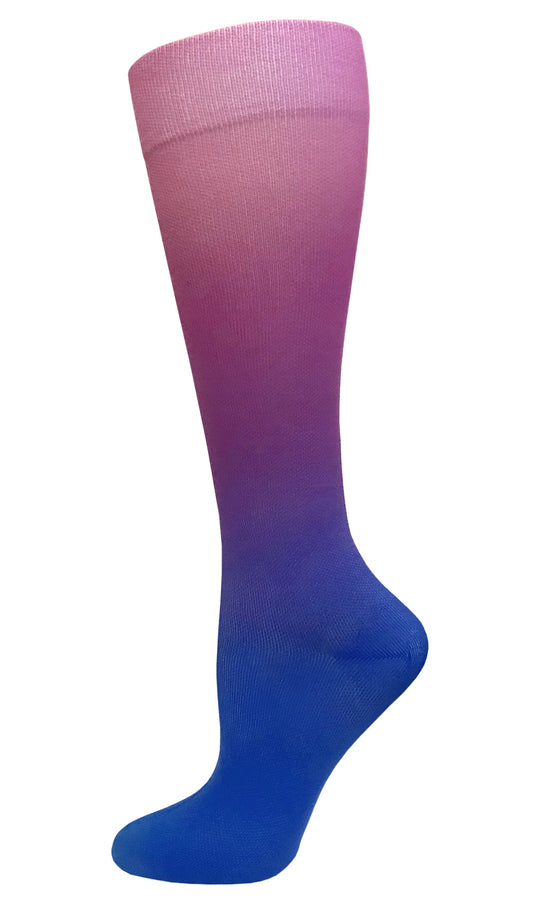 387-OPB - 12" Soft Comfort Compression Socks - Purple & Blue Ombré