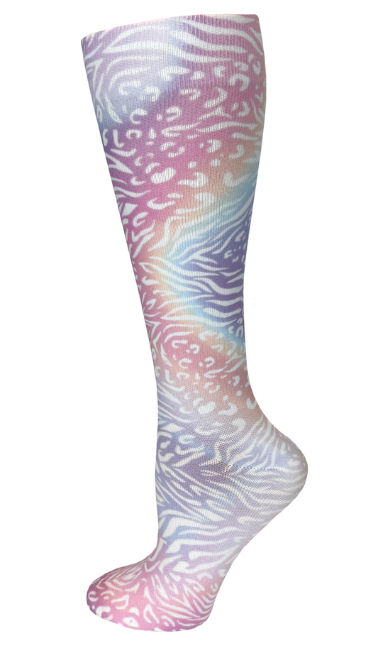 387-PRA - 12" Soft Comfort Compression Socks - Pastel Animal Print