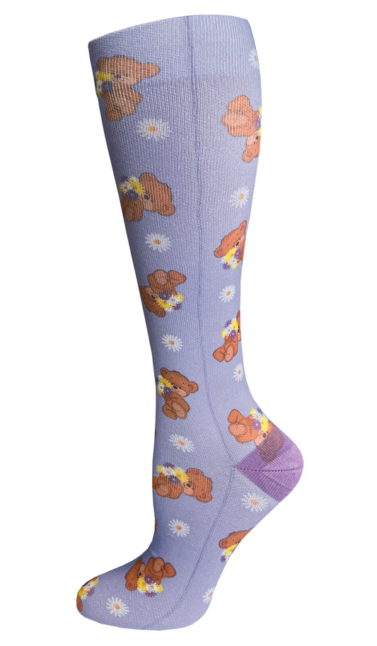 387-TED - 12" Soft Comfort Compression Socks - Teddy Bears Lavender