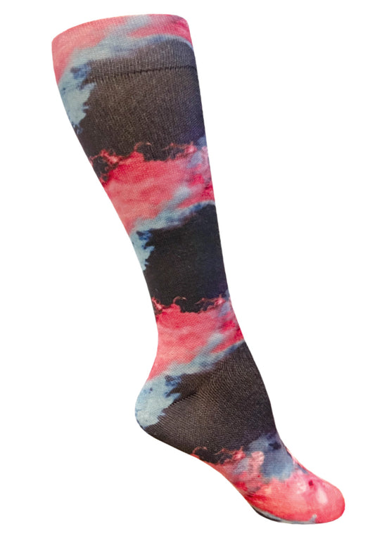 387T-SNT - 12" Soft Comfort Compression Socks - Tie Dye Supernova