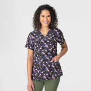 6657 Women's Fitted V-Neck Print Top