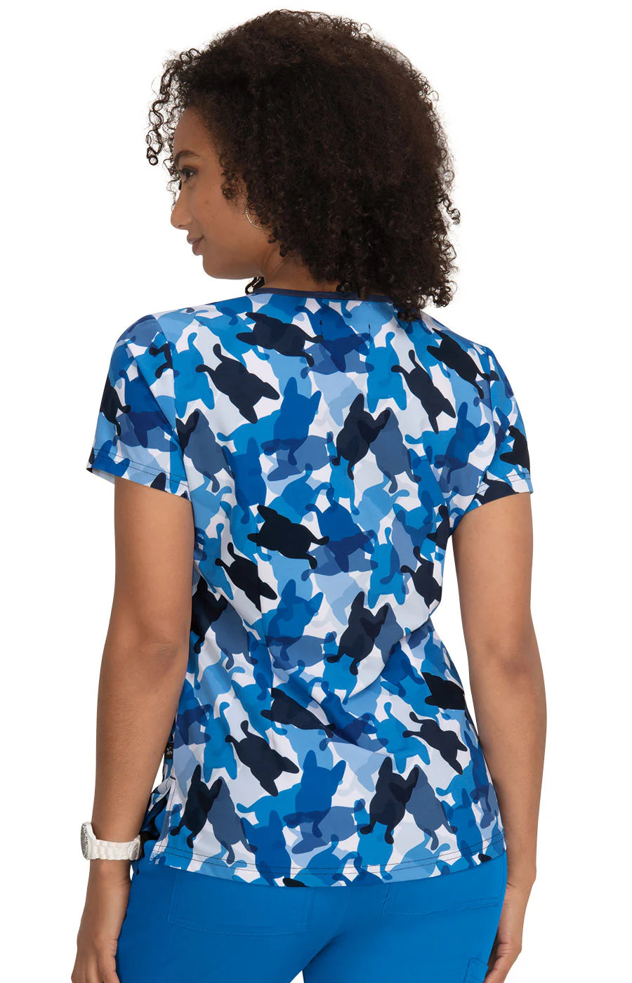 F100PR - koi 2-Pocket Print Scrub Top