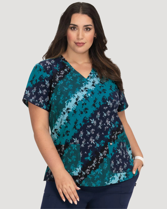1029PR - koi 2-Pocket Print Scrub Top