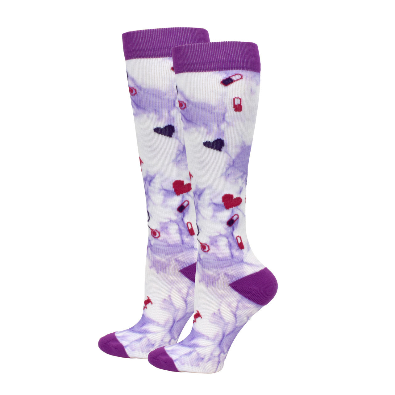 92102 - Tie Dye Premium Medical Icons Fashion Compression Sock