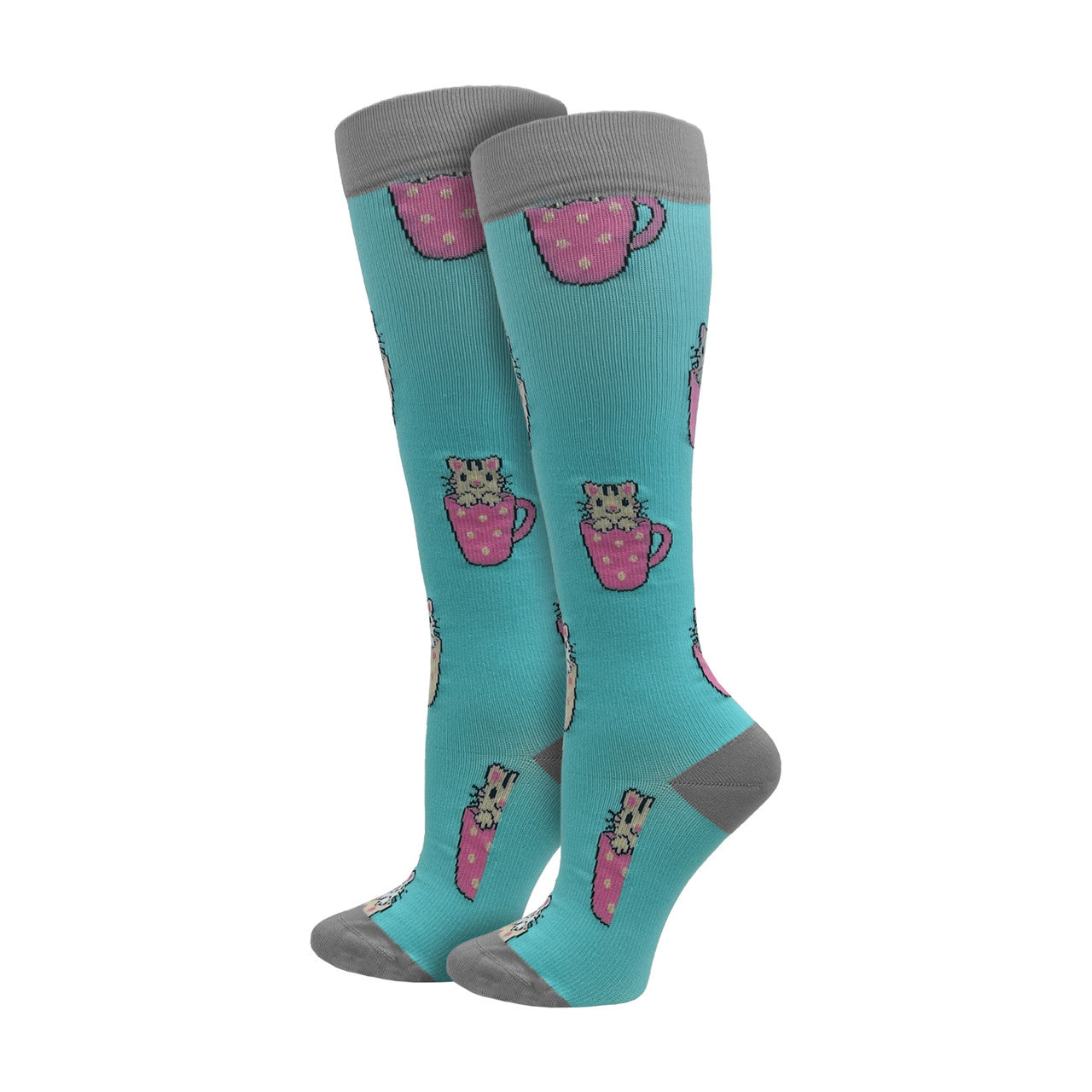 92341 - Teacup Cats Fashion Compression Knee Highs
