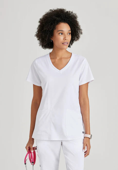 Serena 3-Pocket Curved V-Neck Scrub Top