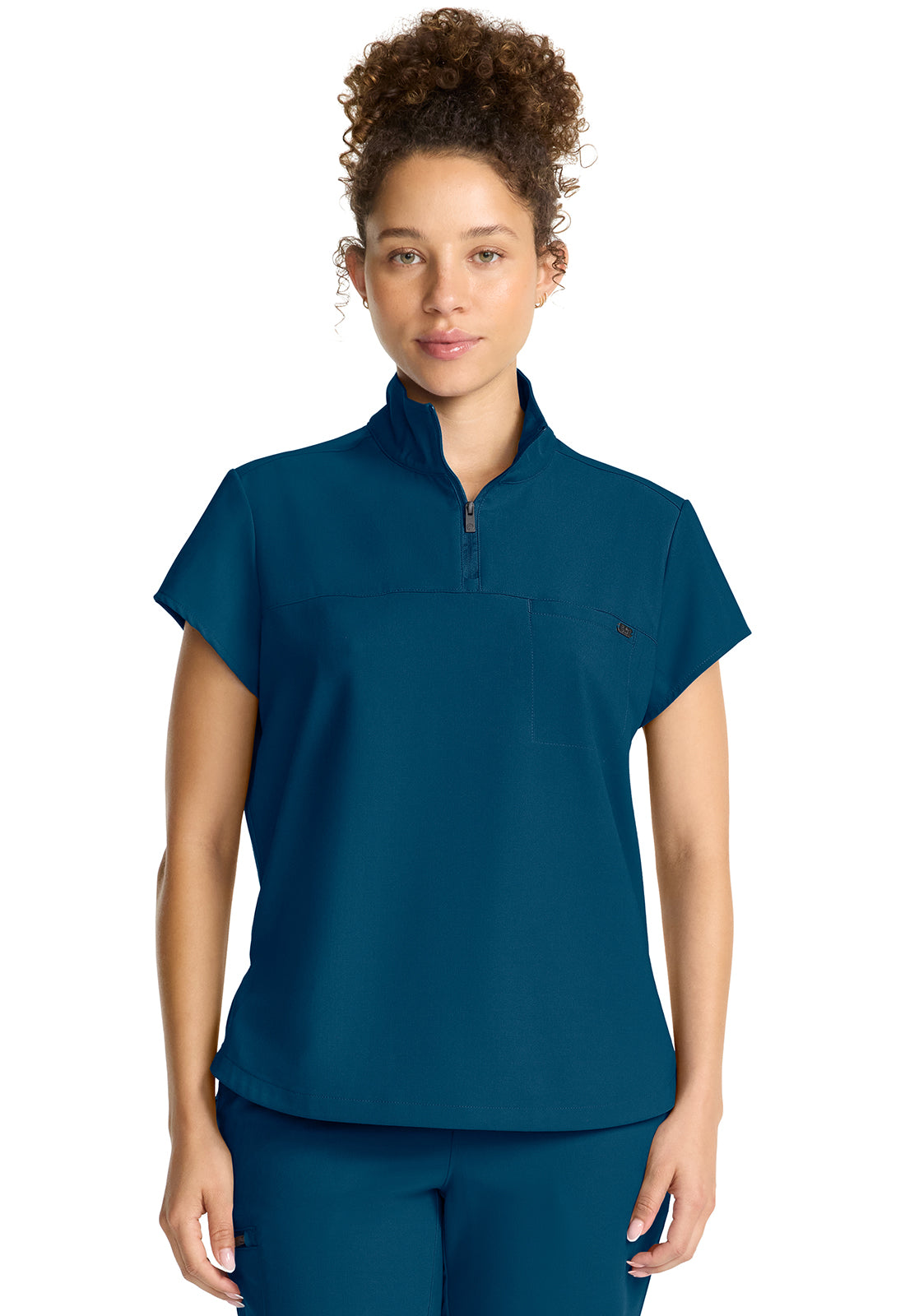 HH752 Partial Zip Stand Collar Top