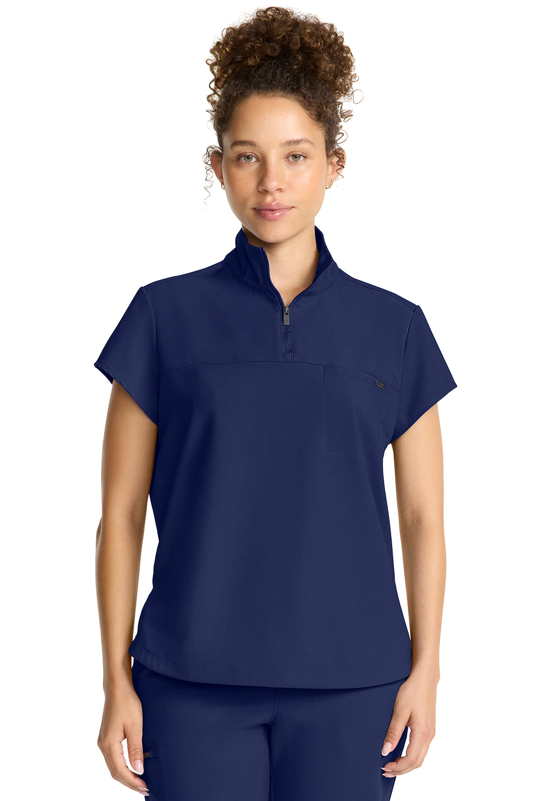 HH752 Partial Zip Stand Collar Top