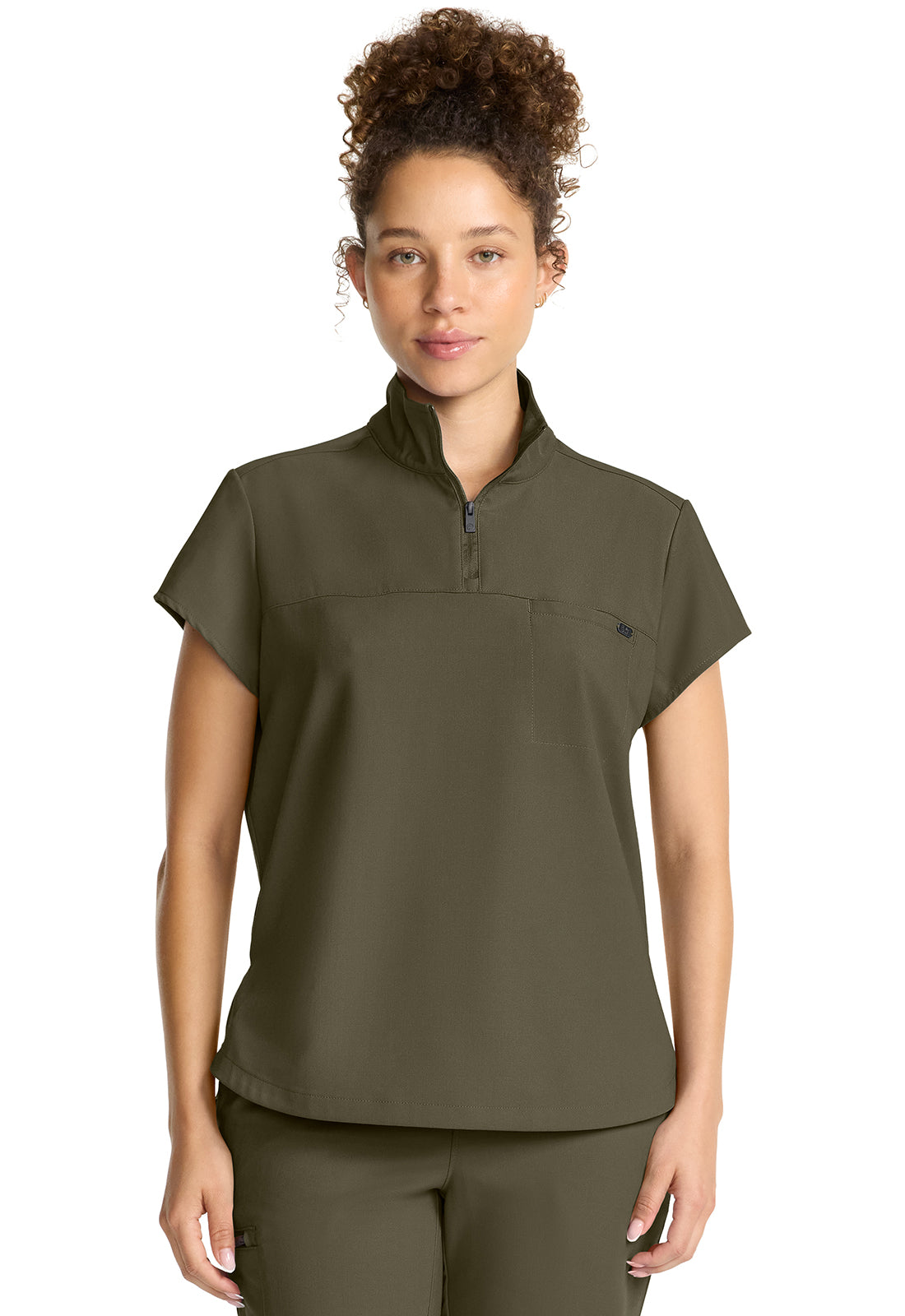 HH752 Partial Zip Stand Collar Top