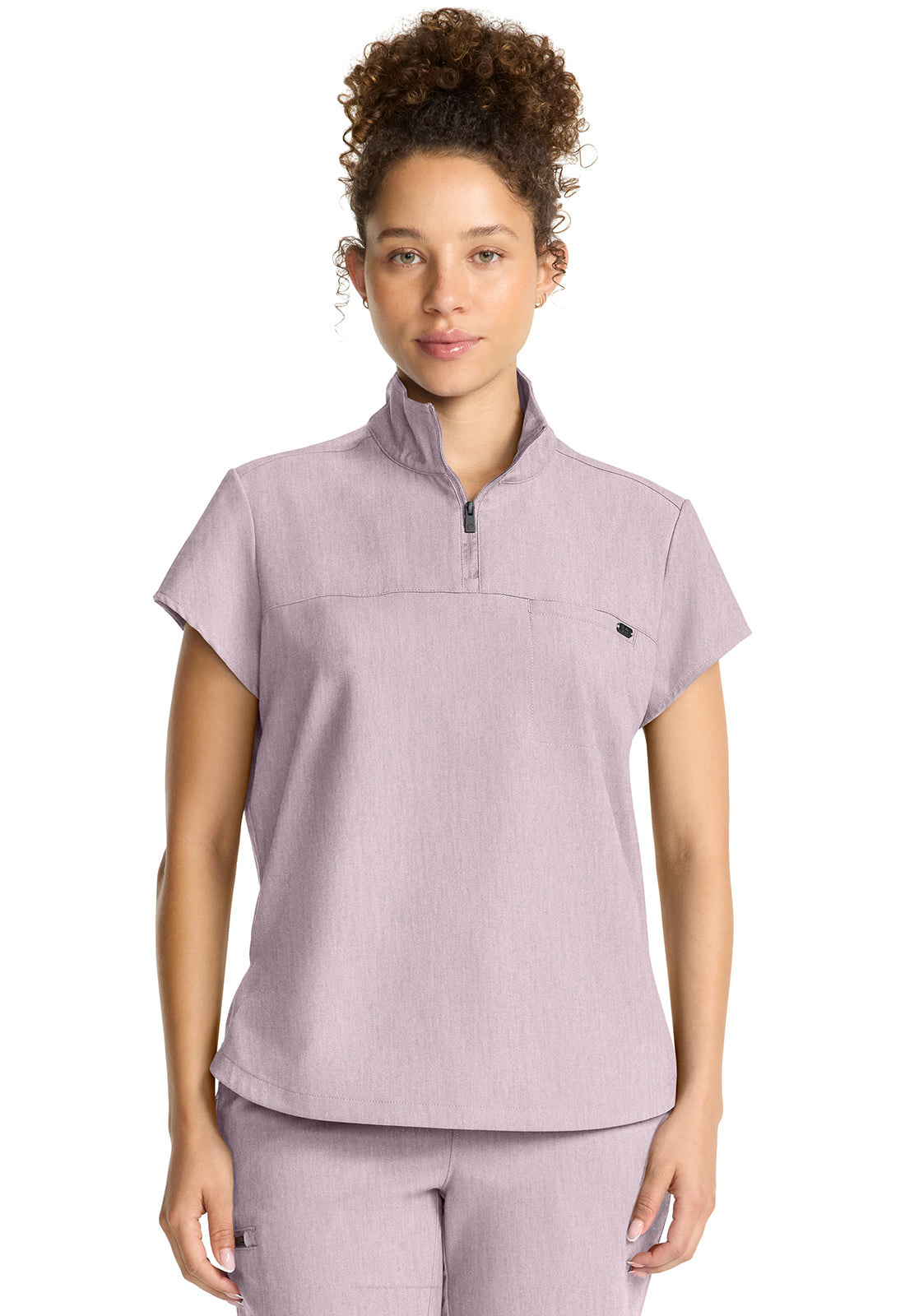 HH752 Partial Zip Stand Collar Top