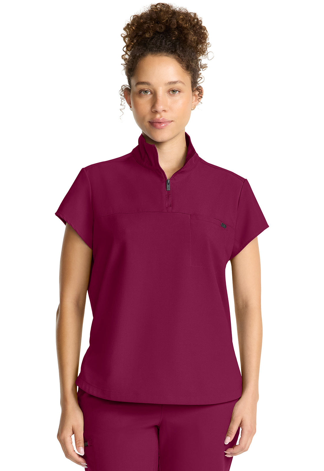 HH752 Partial Zip Stand Collar Top