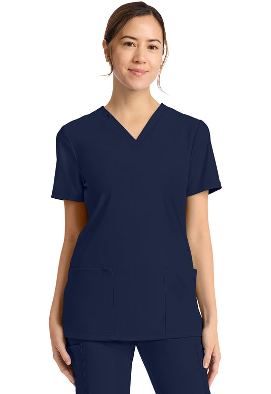 CK832 2-Pocket V-Neck Top