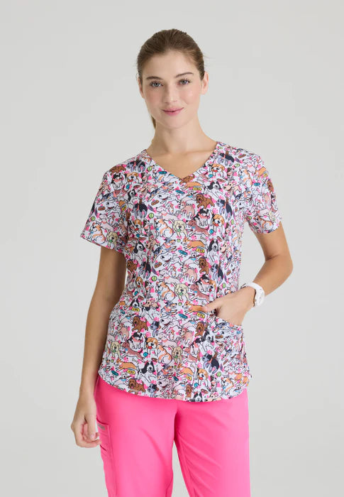 SKT021 - Essence V-Neck Animal Print Top