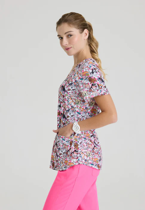 SKT021 - Essence V-Neck Animal Print Top