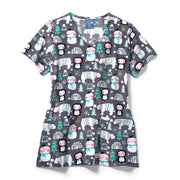 Z12213-V-Neck Poly Print Top