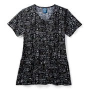 Z12213-V-Neck Poly Print Top