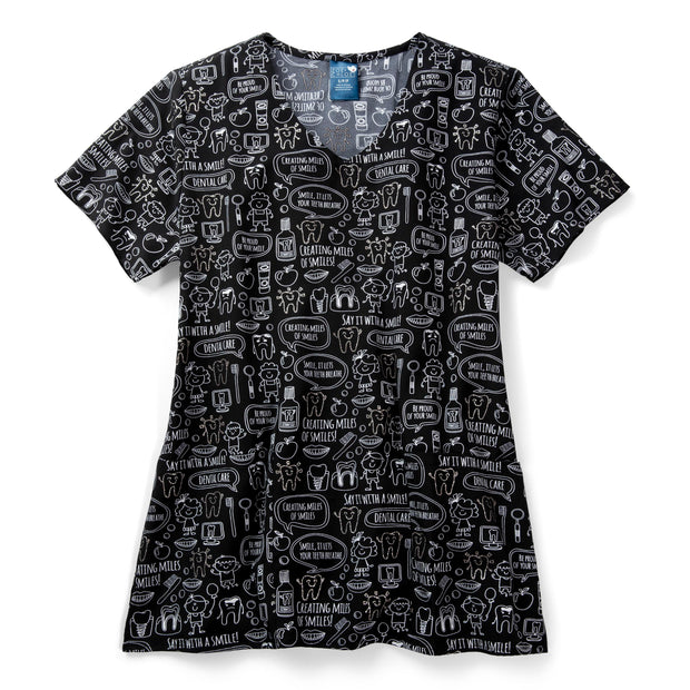 Z12213-V-Neck Poly Print Top