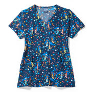 Z12213-V-Neck Poly Print Top