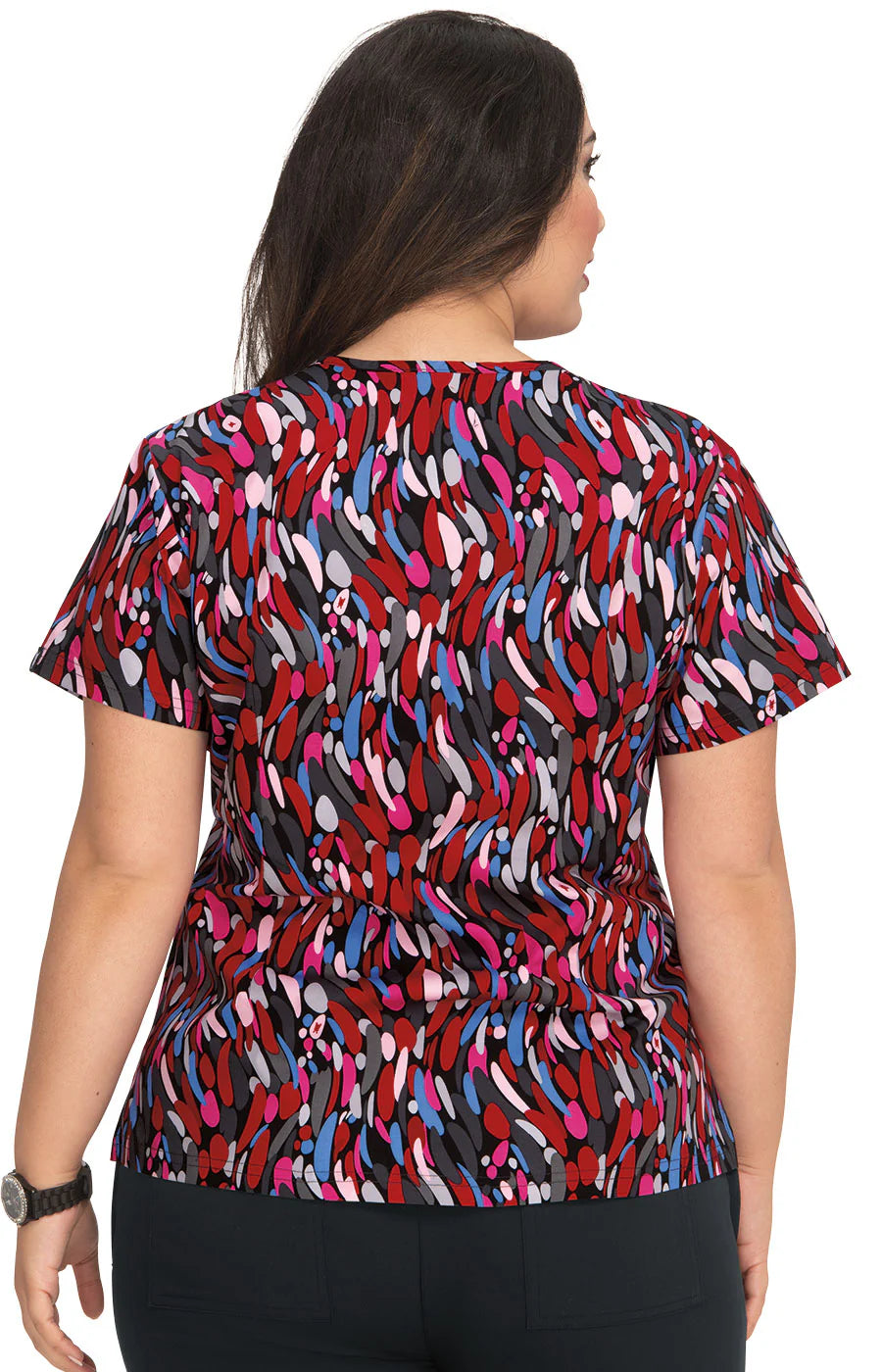 F101PR - koi 2-Pocket Stretch Print Scrub Top
