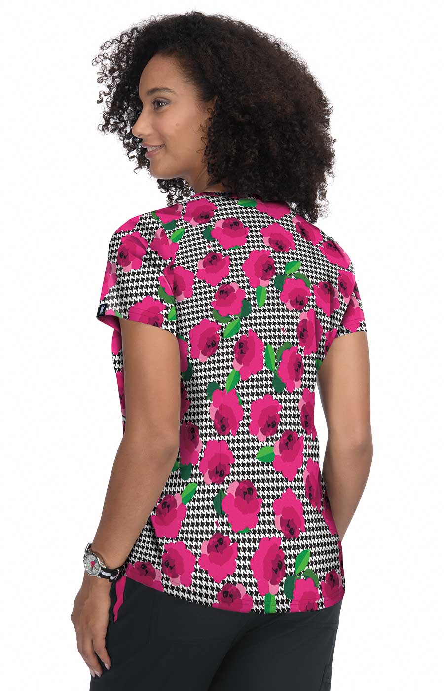 F101PR - koi 2-Pocket Stretch Print Scrub Top