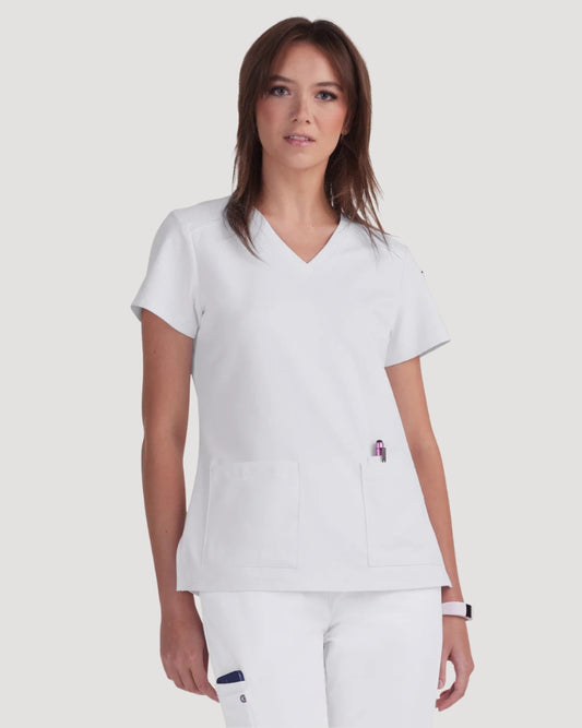 C101 Cureology Cardi Modern 2 Pocket V-Neck Top by koi