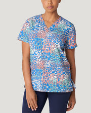 618 - Mosaic Garden Printed V-Neck Top