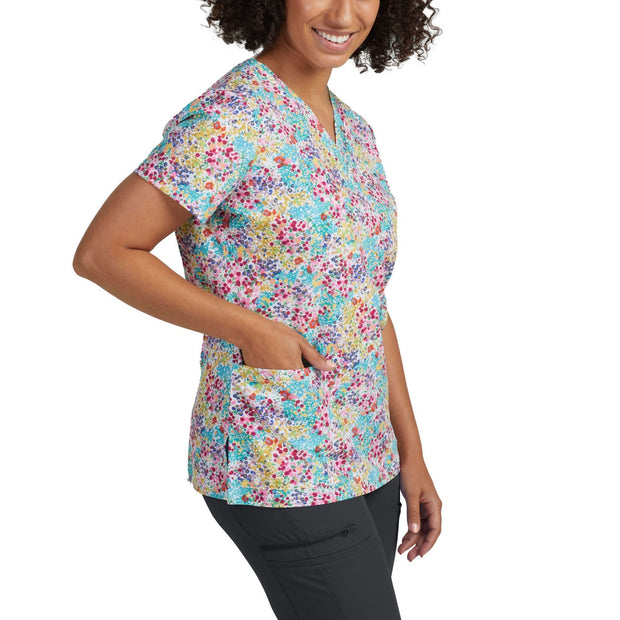 618 - 3 Pocket V-Neck Printed Top