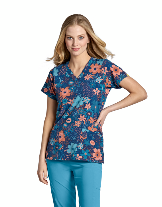 6257 Printed V-Neck Top