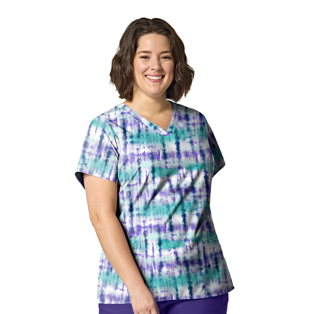 6257 Printed V-Neck Top
