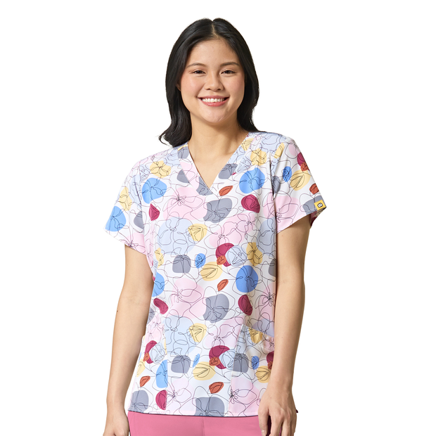 6257 Printed V-Neck Top