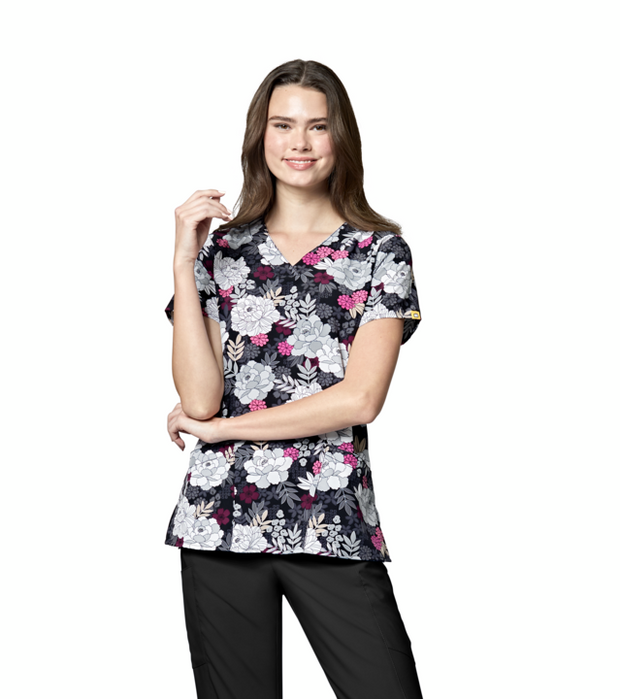6257 Printed V-Neck Top