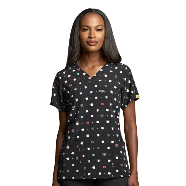 6257 Printed V-Neck Top